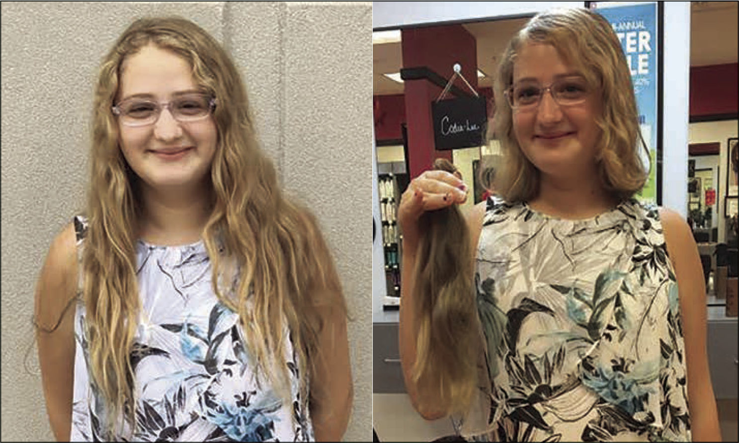Trinity donates 11 inches of hair to “Children with Hair Loss”